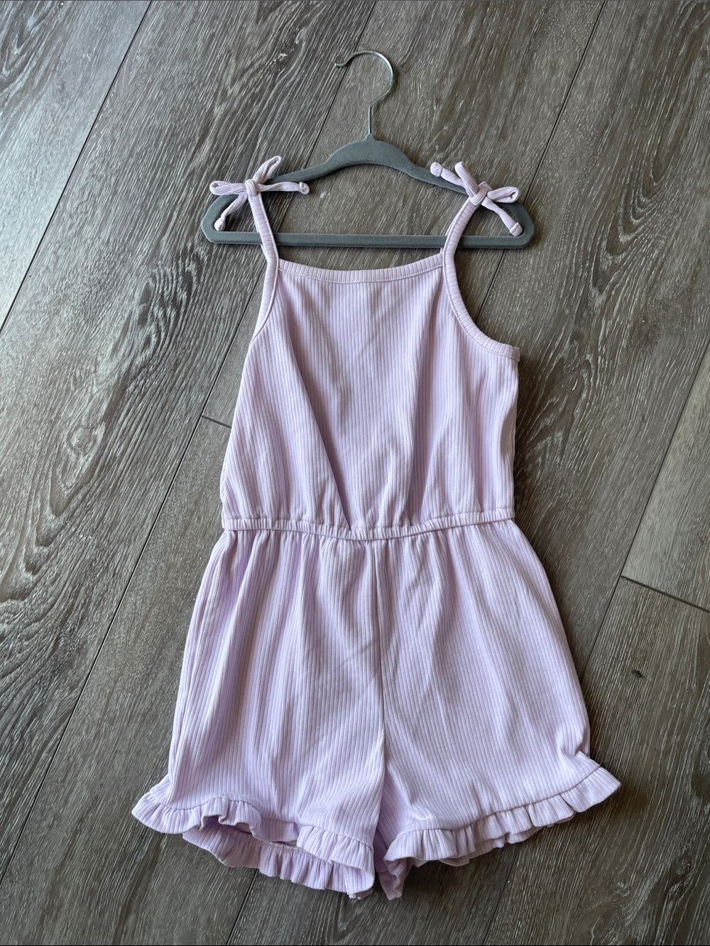 Old Navy Lilac Ribbed Tie-Shoulder Romper